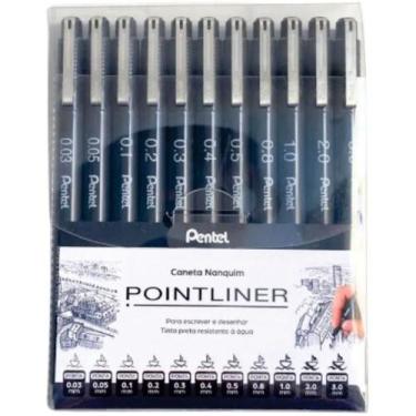 Imagem de Caneta Nanquim Tecnica Preta com 11 Pontas Estojo - Pentel