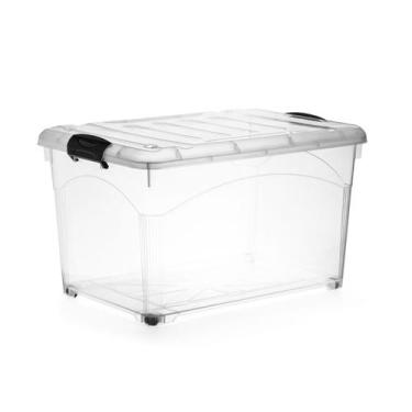 Imagem de Caixa Organizadora Transparente 95L Com Travas e Rodinhas - INJEPLASTE