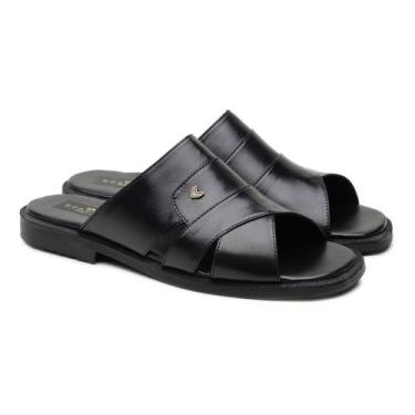 Imagem de Chinelo de Couro Pelica Masculino Scarpazi Preto 011P, 38