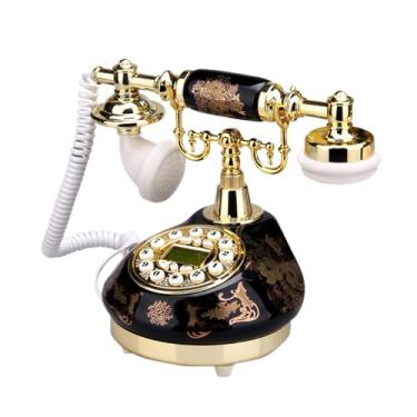 Imagem de TelPal Decoração de telefone fixo antigo com fio antigo 1960, sistema de decoração de telefone vintage para escritório doméstico com fio, conjunto de telefone de identificação de chamadas retrô de