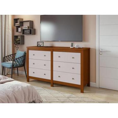 Imagem de Comoda Horizontal Maggiore 6 Gavetas Frassino/Off White - Móveis Lopas