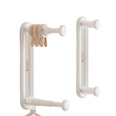 Imagem de Prateleira de armazenamento para lavandaria, organizador empilhador de cabides, retrátil de camada dupla, multifuncional, sem perfurações, para máquina de secar/máquina de lavar (branco)