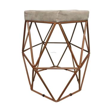 Imagem de 2 Puffs Decorativo Hexagonal Aramado Cobre Suede Bege