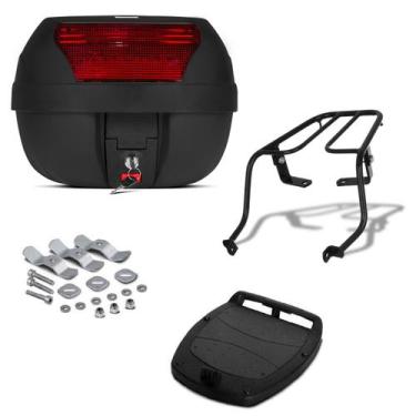 Imagem de Baú Bauleto Preto 28 Litros Com Refletor Pro Tork + Bagageiro Moto, VE