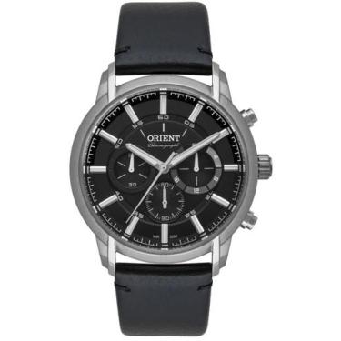 Imagem de Relógio Orient Masculino Cronógrafo Preto Couro Preto Black