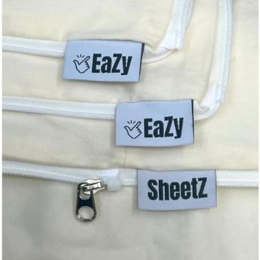 Imagem de Lençóis Eazy Sheetz Twin GG com zíper – Lençóis de dormir e cama ajustável | Lençóis de cama com elástico (Baunilha) Algodão sedoso - Solteiro GG 96 x 203 x 30 cm (28 a 33 cm de profundidade) TWX12V