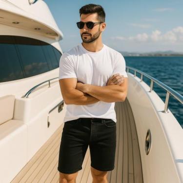 Imagem de Bermuda Jeans LISO SKINNY Masculina Casual Elastano Slim 409 - Iron, P