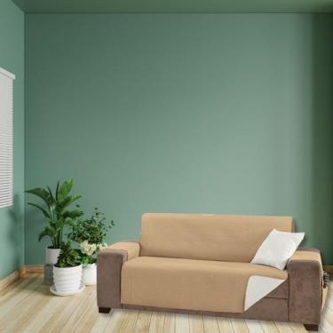 Imagem de Capa Protetora Sofá King 3 Lugares Impermeável Dupla Face com Bolsos -