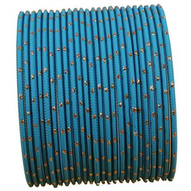 Imagem de Touchstone Conjunto de 24 pulseiras coloridas de design exclusivo de Bollywood com esmalte dourado exótico texturizado e colorido,