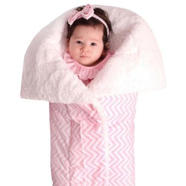 Imagem de Manta com Sherpa Dupla Face para Bebê Chevron Rosa 01 Peça - Amora Bab
