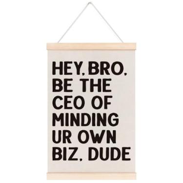 Imagem de laveliabel Moldura engraçada para decoração de sala de aula, pôster de banner com citações inspiradoras com cabide de madeira, citação sarcástica engraçada para decoração de parede para escritório