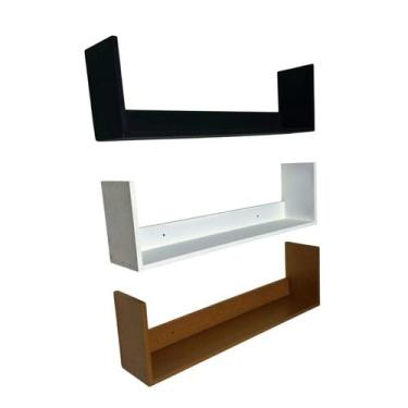 Imagem de KIt 2 Prateleira Nicho U 50x15x10p Mdf Dvd Livro Jogo - LJ CASA E DECO
