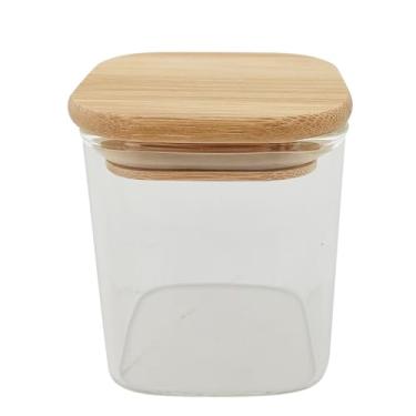 Imagem de Mimo Style, Pote Quadrado em Vidro Borossilicato com Tampa de Bambu e Capacidade de 390 mL