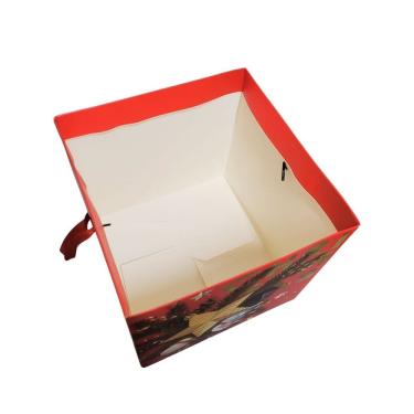 Imagem de Caixa Embalagem Monta Fácil Decor Natal Panetone e Presentes Com Laço 22x22cm - Magizi