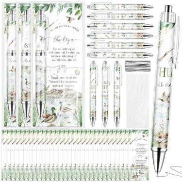 Imagem de Conjunto de 50 lembrancinhas de chá de bebê pato-real para convidados de chá de bebê, canetas esferográficas, pato selvagem, cartões de agradecimento, para revelação de gênero, presentes de festa