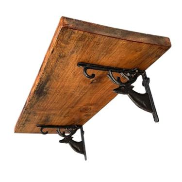 Imagem de Prateleira Rustica Madeira Maciça 80x30cm Suporte Alce Metal