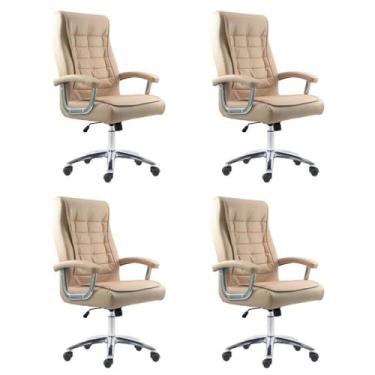 Imagem de Kit 4 Cadeiras Big Mola Ensacada Escritório Pres Giratória em Couro com Nr17 Espresso Móveis Fendi