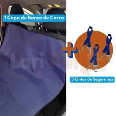Imagem de Kit Capa Impermeável Pet para Banco de Carro + 3 Cintos de Segurança p