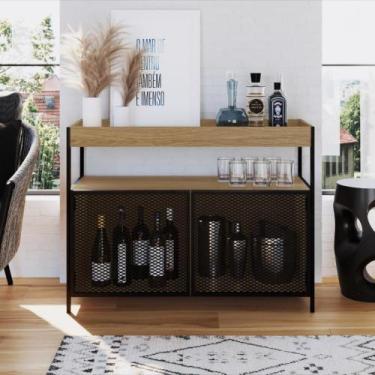 Imagem de Buffet/Adega Industrial York com 100 cm - Carvalho/Preto - Artesano, M