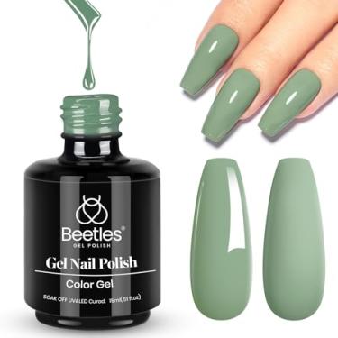 Imagem de Esmalte de gel verde Beetles, esmalte de gel de eucalipto verde-oliva esmeralda outono verde eucalipto 15 ml de imersão em U V lâmpada de unhas arte de unhas salão de manicure DIY casa para mulheres