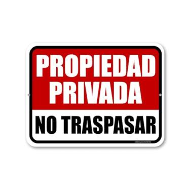 Imagem de Honey Dew Gifts, Propiedad Privada No Trespasar, 30,5 cm por 23 cm, feito nos EUA, placa de propriedade privada sem invasão, placas espanholas, placa de metal de segurança espanhola, placas de aviso