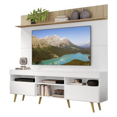 Imagem de Rack Retrô Com Painel Tv 65" Madri Multimóveis V3371 Rustic/Branco/Natural Rustic/Branco/Natural