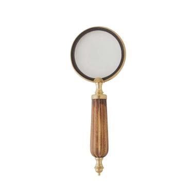 Imagem de Lupa Decorativa Metal Madeira Dourada Wolff 26x10x2cm