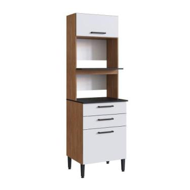 Imagem de Balcão Giovanna Duplo Espaço Forno 2 Portas 2 Gavetas - Casajá, FREIJO