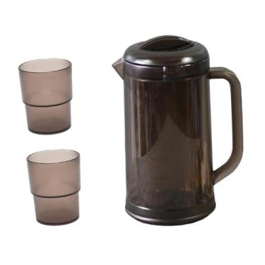 Imagem de Generic Jarra de água, bule, leve, à prova de vazamentos, grande, parede dupla, jarra para chá gelado, copos, 57 oz, cozinha, geladeira, restaurantes, Marrom Escuro