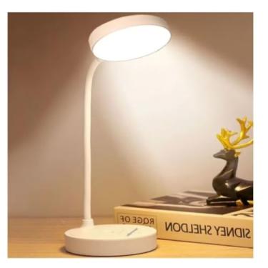 Imagem de Luminária LED de Mesa, Base Ajustável, Luz Branca, Design Moderno para Estudo e Leitura