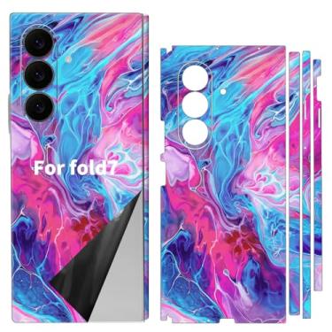 Imagem de SUKIDIOVQ Película protetora de vidro para Samsung Galaxy Z Fold 7 com adesivo de telefone 3M para estampa de grafite na parte de trás (grafite azul-roxo)