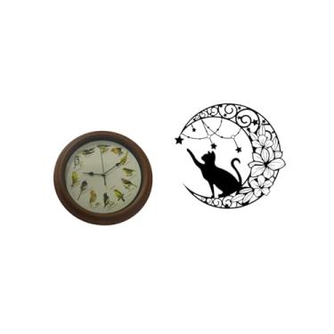 Imagem de Ｂｅｓｇａ Decoração de Parede Arte de Parede Pássaro Cantando Relógio de Parede Elegante Relógio Redondo Decoração de Canto de Pássaros para Sala de