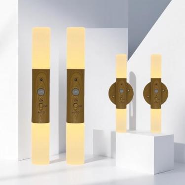 Imagem de eazart Luzes de parede com sensor de movimento, arandelas de parede, arandelas magnéticas de madeira LED para quarto, corredor, escada, armário, 2 unidades