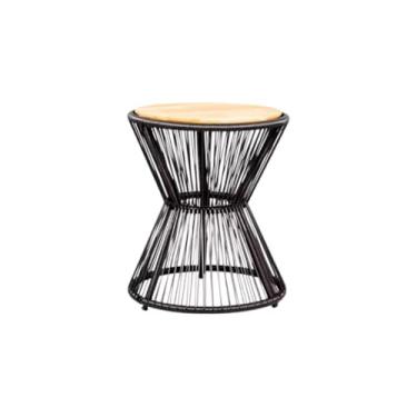Imagem de Mesa lateral em forma de ampulheta em fibra sintética – decoração luxuosa para a casa, resistente mas elegante. Perfeita para salas de estar e quartos clássicos. (Preto)