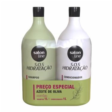 Imagem de Salon Line, Kit Shampoo e Condicionador, SOS Hidratação, Azeite de Oliva, Vegano - Cabelos Ondulados, Cacheados e Crespos, 1 L cada