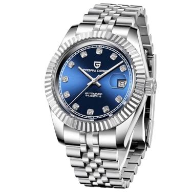 Imagem de Relógio automático Pagani Design, caixa de aço inoxidável de 40 mm, exibição da data, movimento NH35, resistente à água de 100 m, cristal de safira sintético,, Diamante azul