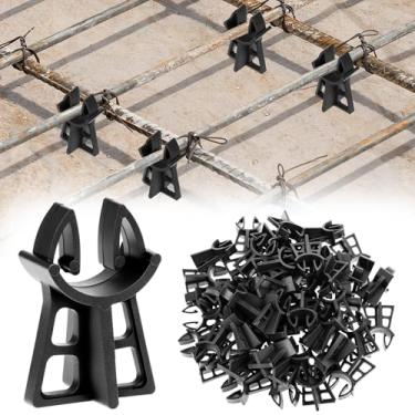 Imagem de QWORK Cadeiras de vergalhão de plástico, 100 peças de elevação de 3,5 cm para vergalhão nº 3-#5 com estabilidade em forma de cruz, estrutura de polipropileno antiferrugem