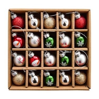 Imagem de oshhni Conjunto de enfeites de bolas de Natal inquebráveis, brilhantes, conjunto de presente clássico, bolas de árvore de Natal, decorações para festa de, Boneco de Neve Colorido