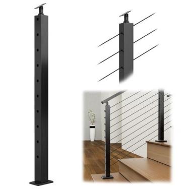 Imagem de Poste de corrimão de cabo de escada Muzata preto 36 cm em aço inoxidáv