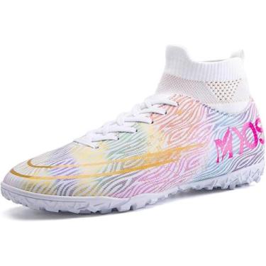 Imagem de Tênis de futebol masculinos de futebol com pontas longas, couro e borr