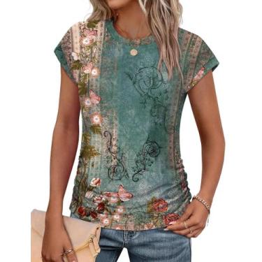 Imagem de Camiseta feminina SAMPEEL, blusa de trabalho floral de verão, tamanho 