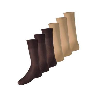 Imagem de Kit com 6 Pares de Meias Social Meianyl 6002-001 Colorido - LUPO, Bege