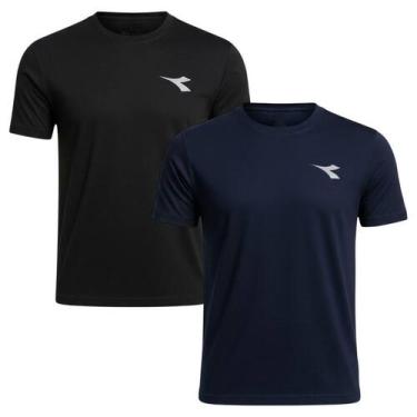 Imagem de Kit 2 Camisetas Diadora Small Logo Masculina - Preto e Marinho GG, Pre