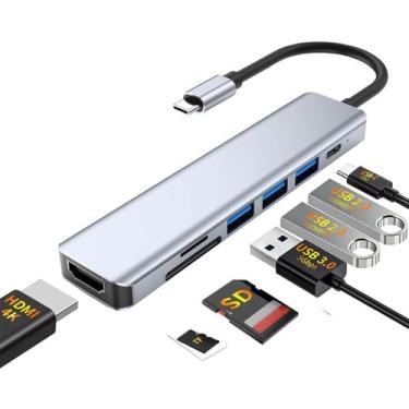 Imagem de Adaptador Hub 7 em 1 Tipo C USB 3.0 B-Max BM-8643 4K