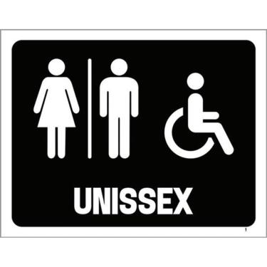 Imagem de Kit 3 Placas Sinalização - Banheiro Unissex Acessibilidade