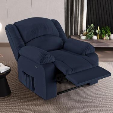 Imagem de Poltrona do Papai Reclinável Sala de Cinema Madrid Power Touch USB PU Azul  G23