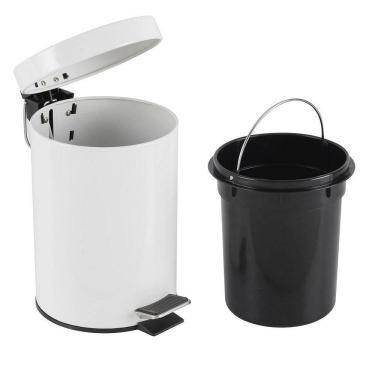 Imagem de Lixeira Inox Branca 5 Litros Pedal Cesto Lixo 5l Vintage