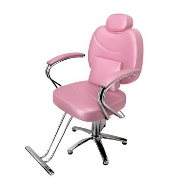 Imagem de Cadeira Barbeiro Cabelereiro Reclinável Poltrona Salão Maquiagem Base Estrela Rosa Importway Iwcbbe