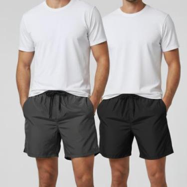 Imagem de Kit 2 Bermudas Masculina Shorts Elastano Tactel Academia - Long Life, 