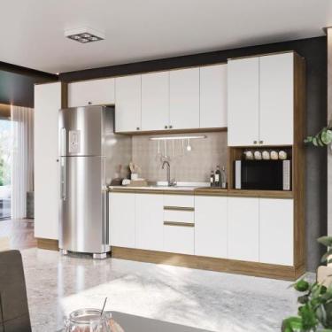 Imagem de Cozinha Modulada Celeste Kappesberg 100% Mdf Nogueira/branco